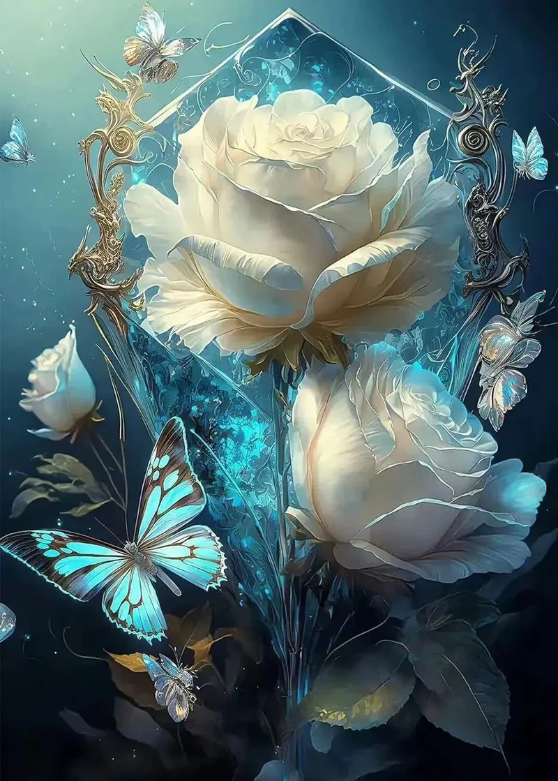 Diamond Painting Weiße Blumen