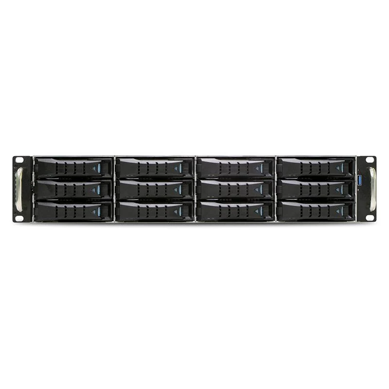 AIC 2U 12G Short Storage Server Chassis 12 x 3.5" Hot-Swap + 2 x 7mm 2.5" Rear Hot-Swap with 550W x2 Redundant PSU (Rails Included)