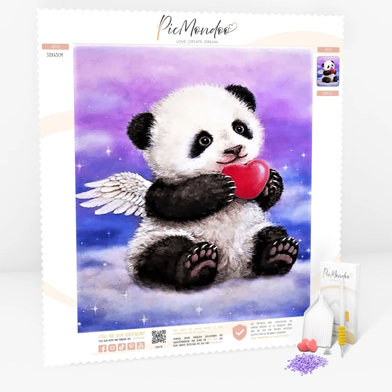 Diamond Painting Strass Special - XL Panda der Liebe