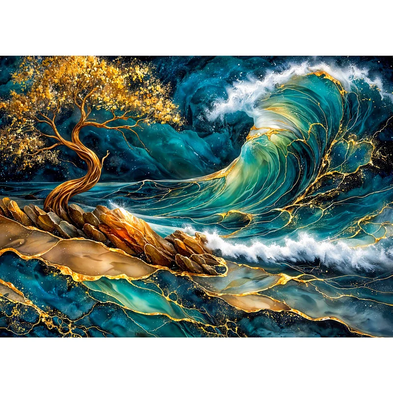 5D Diamond Painting – Golden Wave