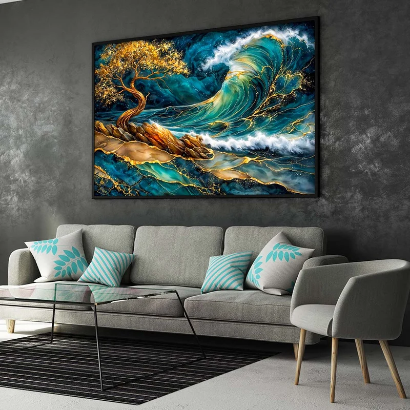 5D Diamond Painting – Golden Wave