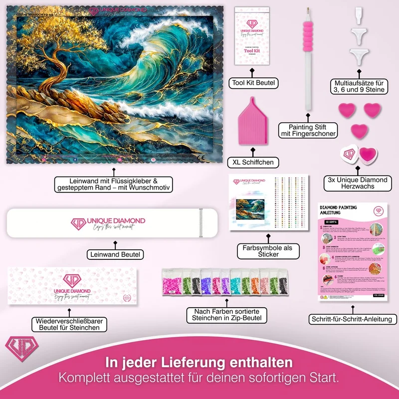 5D Diamond Painting – Golden Wave