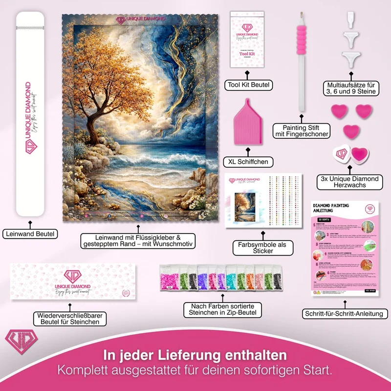 5D Diamond Painting – Golden Ocean Tree