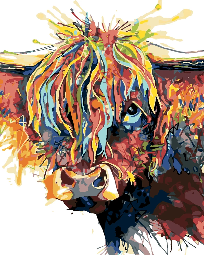 Diamond painting - BUNTE HAARIGE KUH