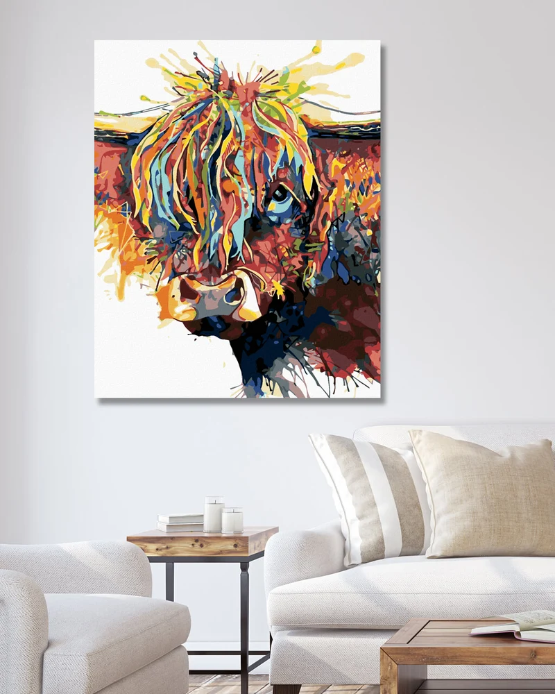 Diamond painting - BUNTE HAARIGE KUH