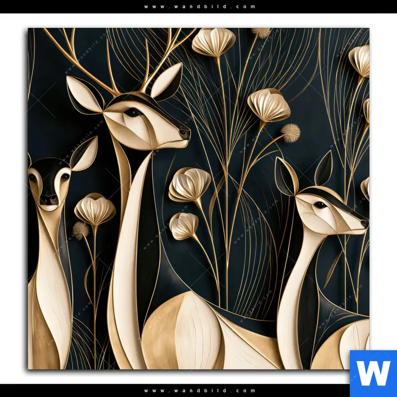 Aluminiumbild gebürstet | Rehe - Anmut des Waldes | Quadrat