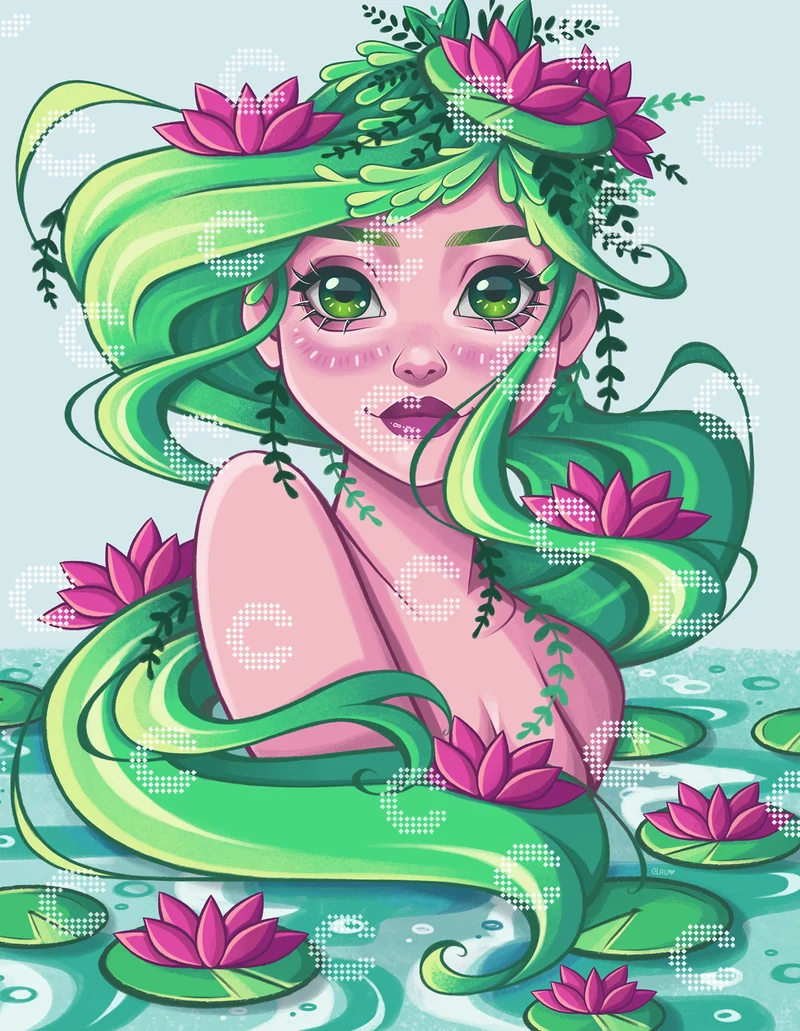 Diamond Painting - clauilustrada - Green mermaid
