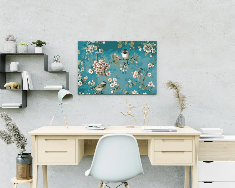 Diamond Painting Vögel mit Blumen
