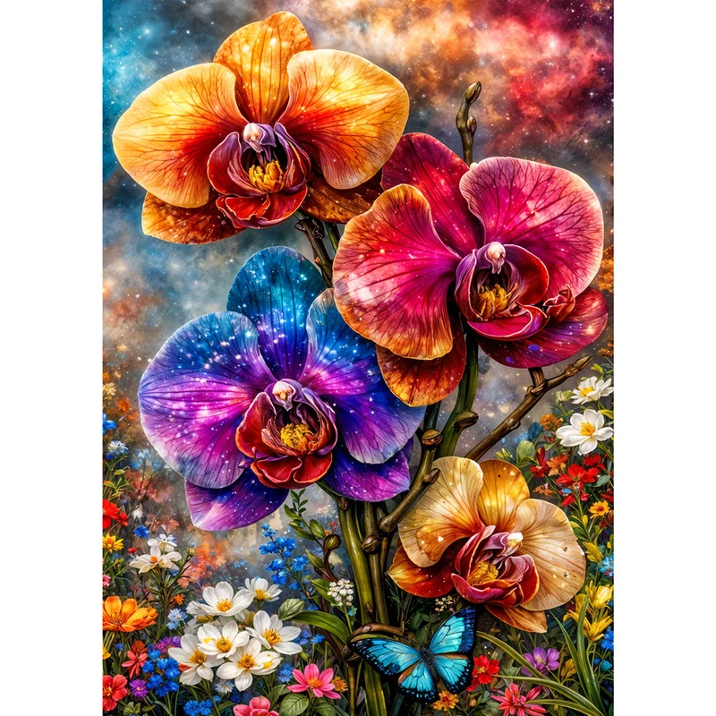 5D Diamond Painting – Cosmic Orchid Garden