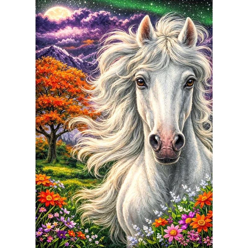 5D Diamond Painting – Majestic White Horse