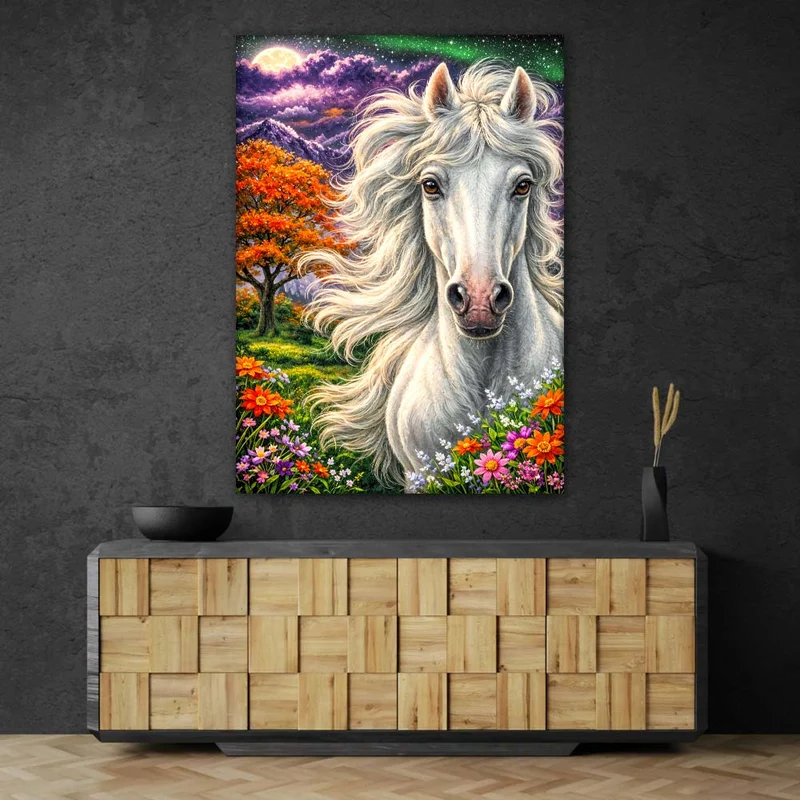 5D Diamond Painting – Majestic White Horse