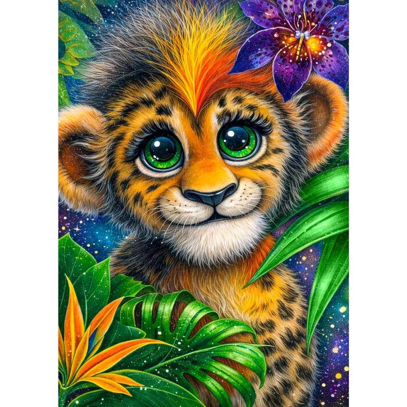 5D Diamond Painting – Jungle Baby Leopard