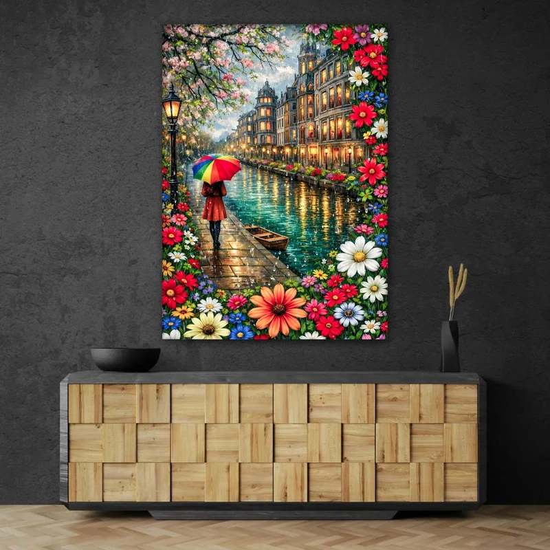 5D Diamond Painting – Rainbow Umbrella City