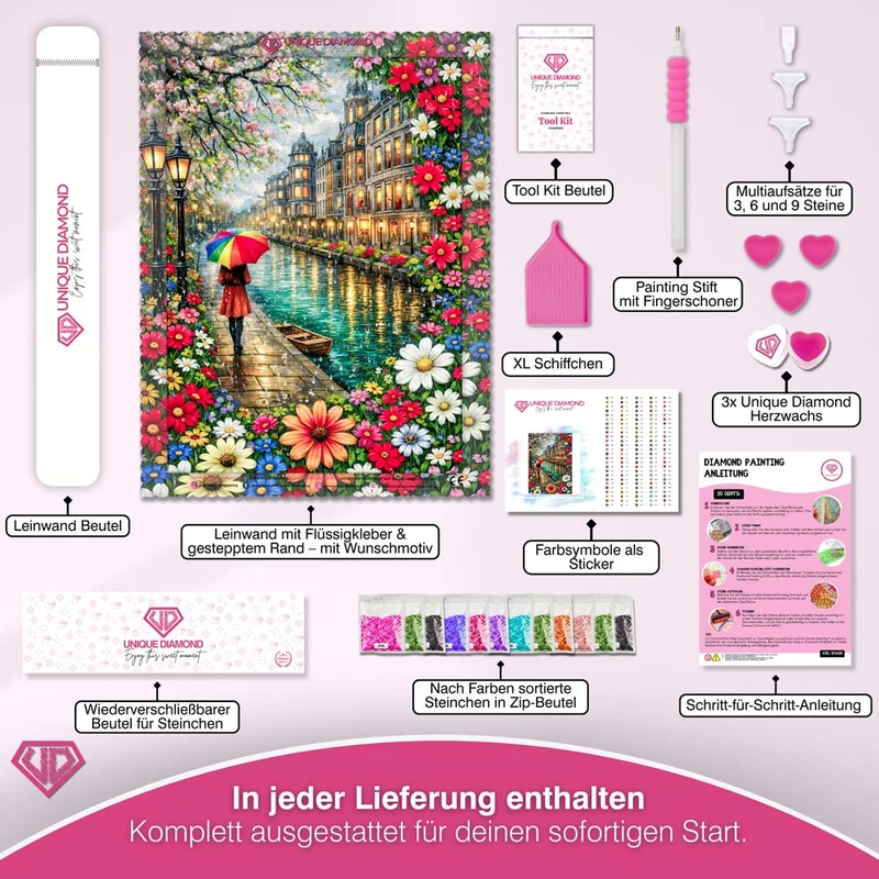 5D Diamond Painting – Rainbow Umbrella City