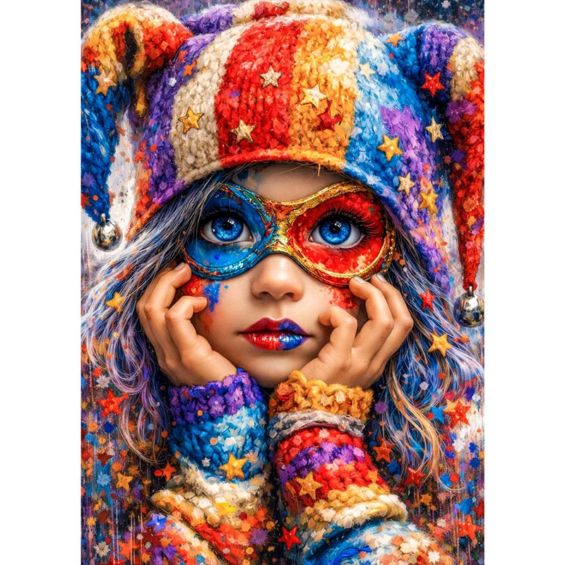 5D Diamond Painting – Colorful Carnival Girl