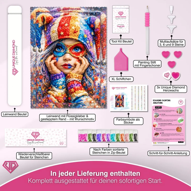 5D Diamond Painting – Colorful Carnival Girl