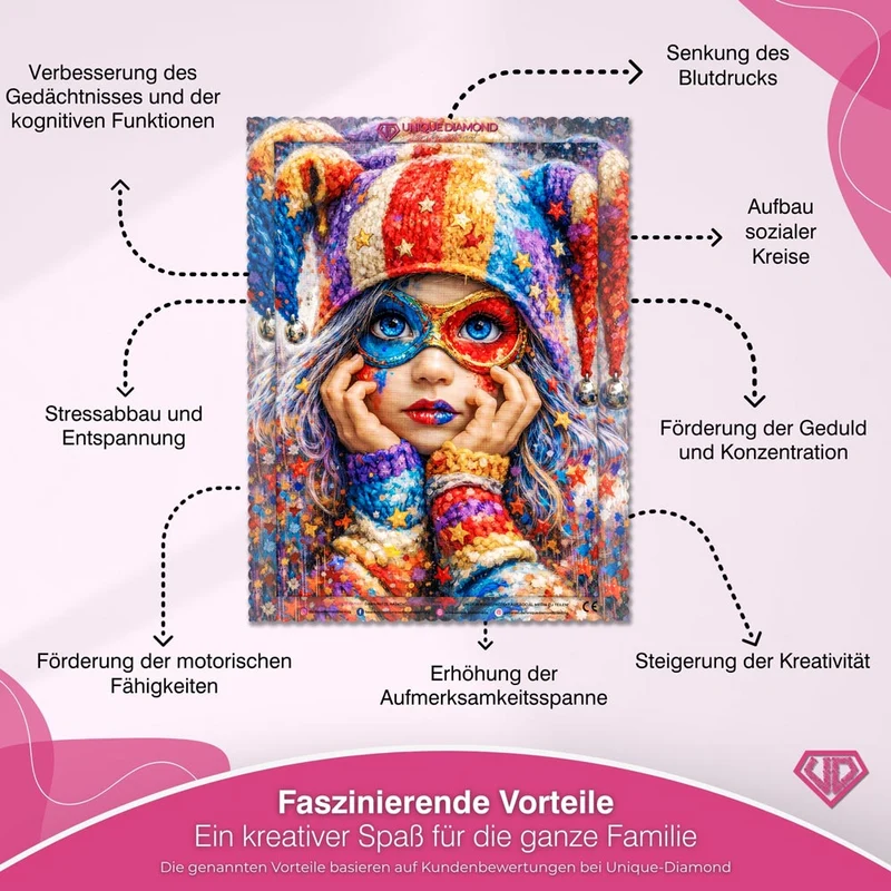 5D Diamond Painting – Colorful Carnival Girl