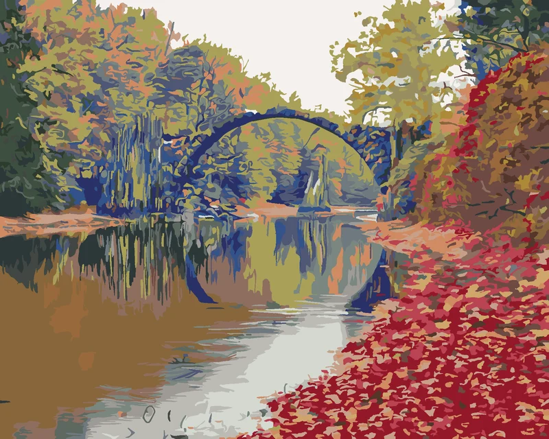 Diamond painting - BUNTE HERBSTSZENE EINER BRÜCKE