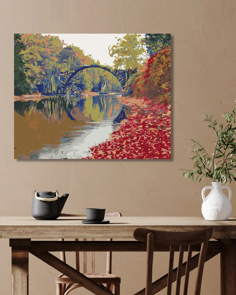Diamond painting - BUNTE HERBSTSZENE EINER BRÜCKE