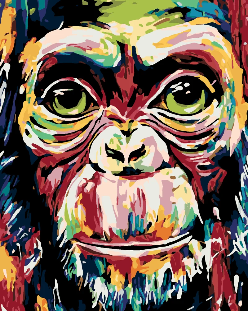 Diamond painting - BUNTER AFFE