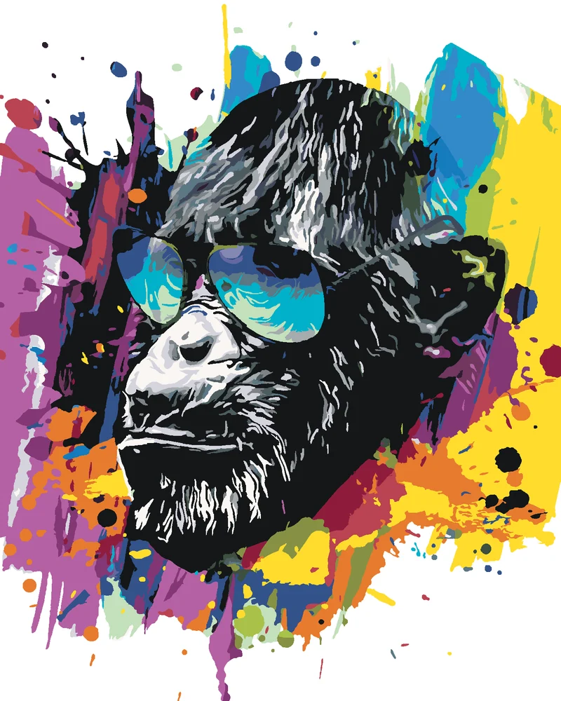 Diamond painting - FARBIGER AFFE MIT SONNENBRILLE