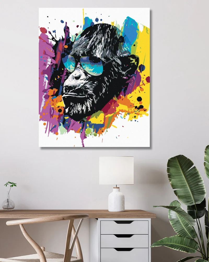 Diamond painting - FARBIGER AFFE MIT SONNENBRILLE