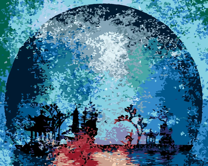 Diamond painting - BUNTE MOND-SILHOUETTE