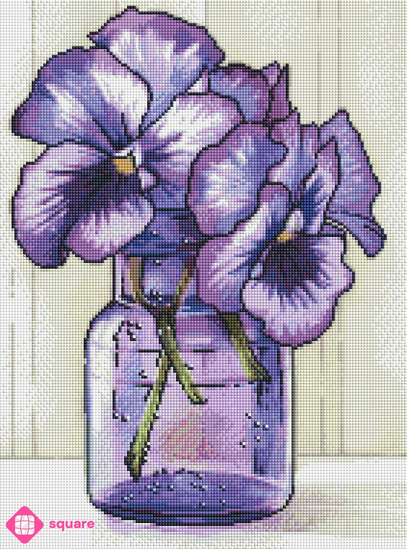 Diamond Painting - Evgeniya Brukish - Purple pansies