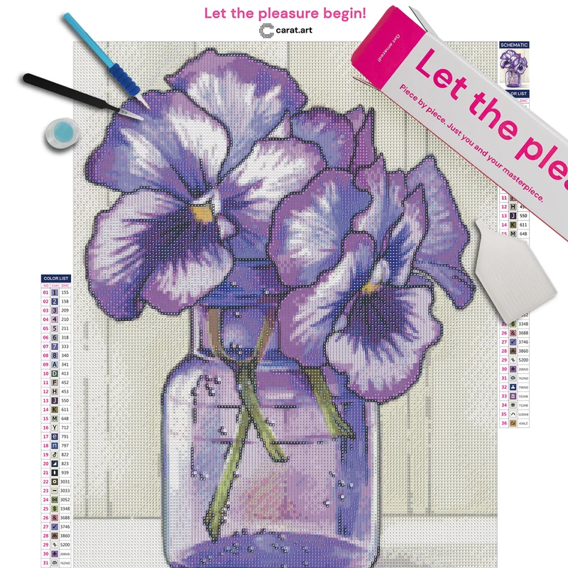 Diamond Painting - Evgeniya Brukish - Purple pansies