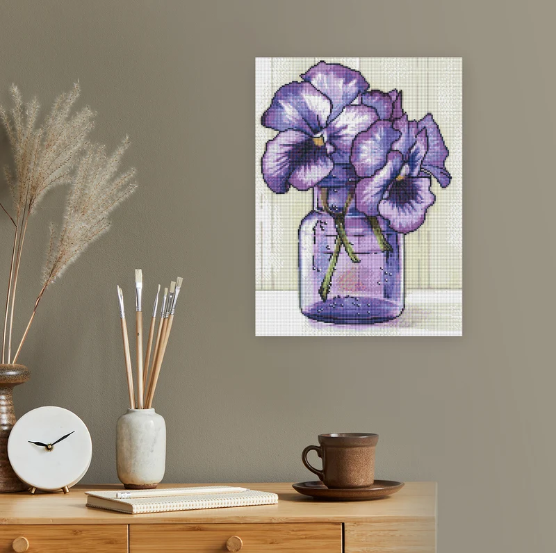 Diamond Painting - Evgeniya Brukish - Purple pansies