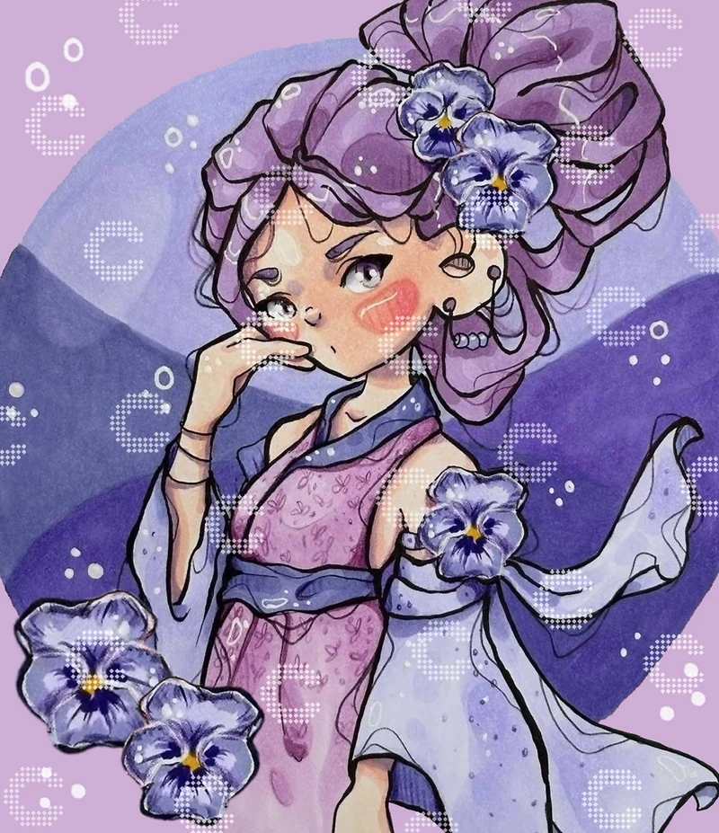 Diamond Painting - arts.by.tamara - Pansies Girl