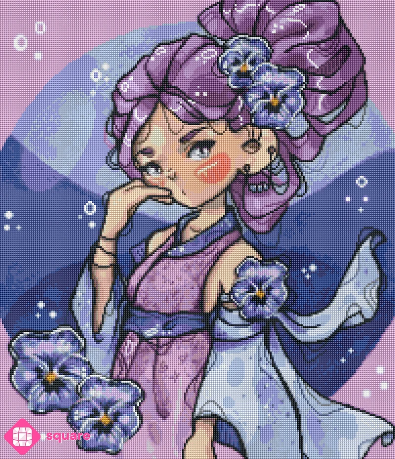 Diamond Painting - arts.by.tamara - Pansies Girl