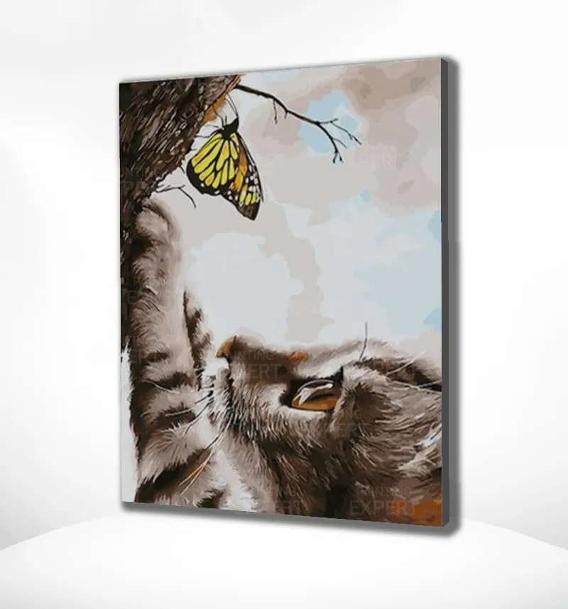 Diamond Painting Katze und ein Schmetterling