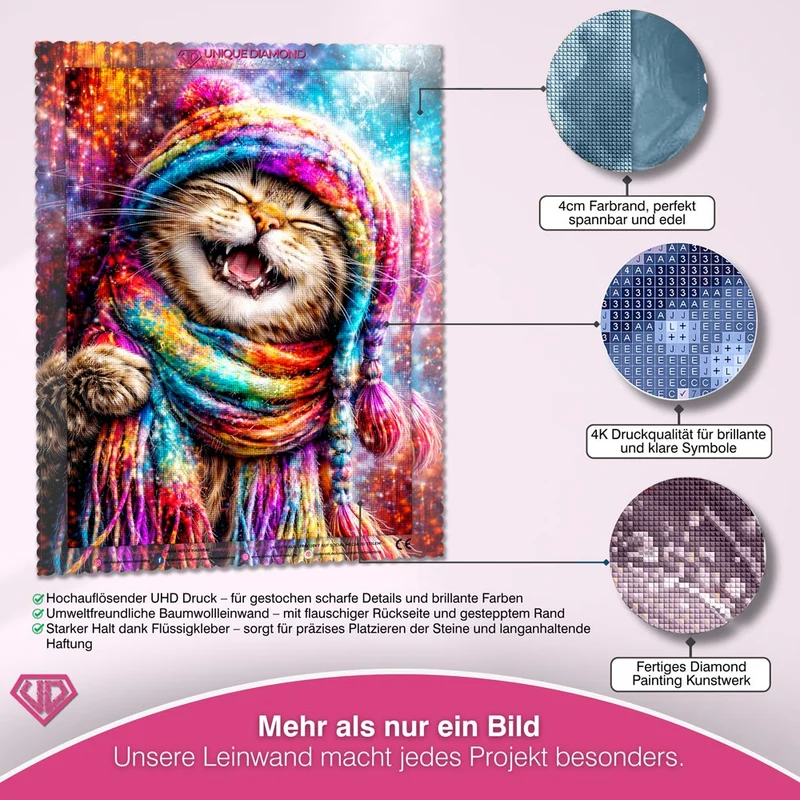5D Diamond Painting – Rainbow Winter Cat