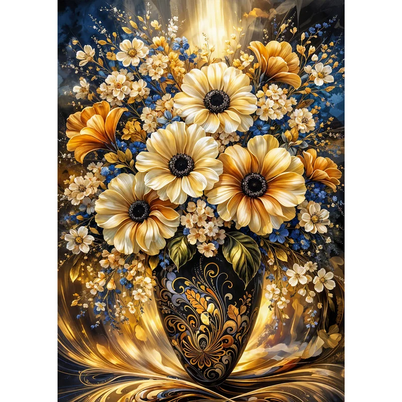 5D Diamond Painting – Golden Bloom Elegance