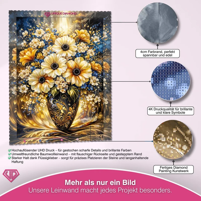 5D Diamond Painting – Golden Bloom Elegance