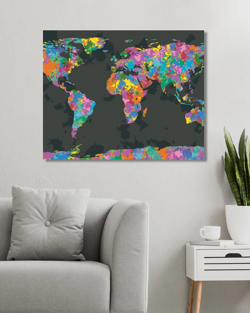 Diamond painting - BUNTE WELTKARTE