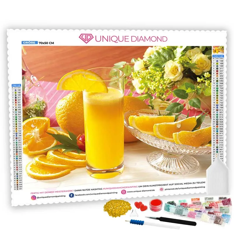 5D Diamond Painting – Orangensaft Küchenmotiv