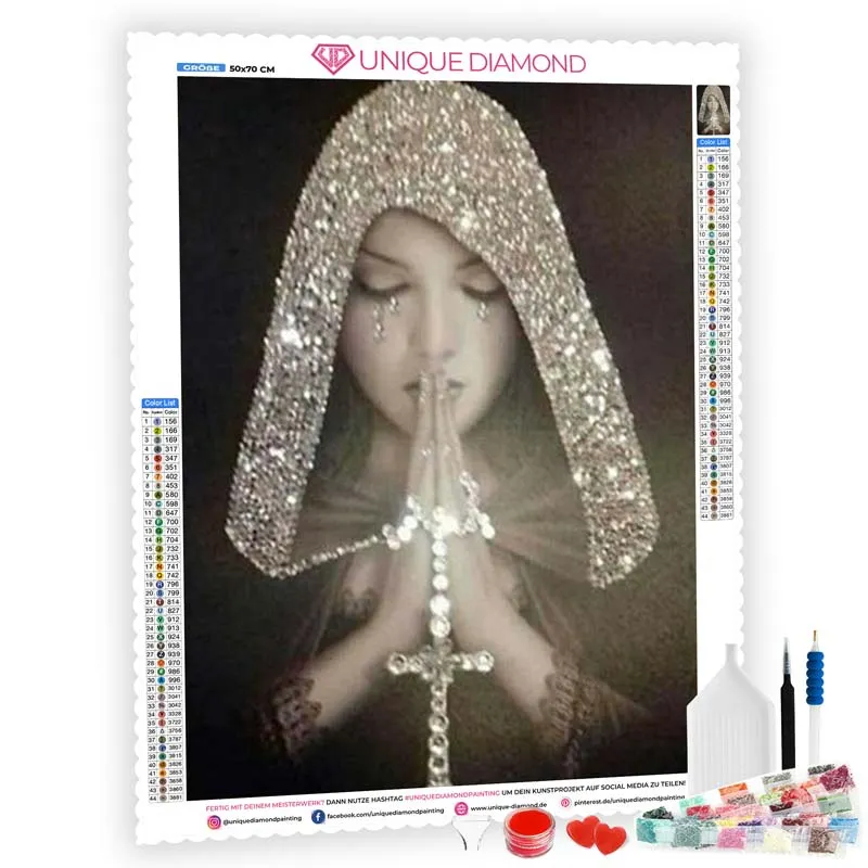 5D Diamond Painting – Betendes Mädchen mit Kreuz