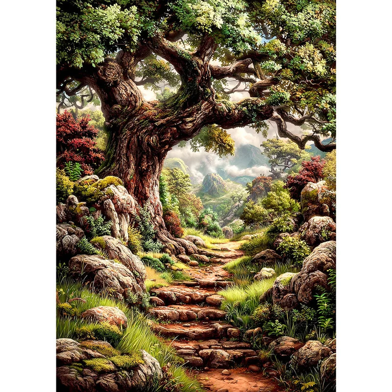 5D Diamond Painting – Pfad des alten Baums
