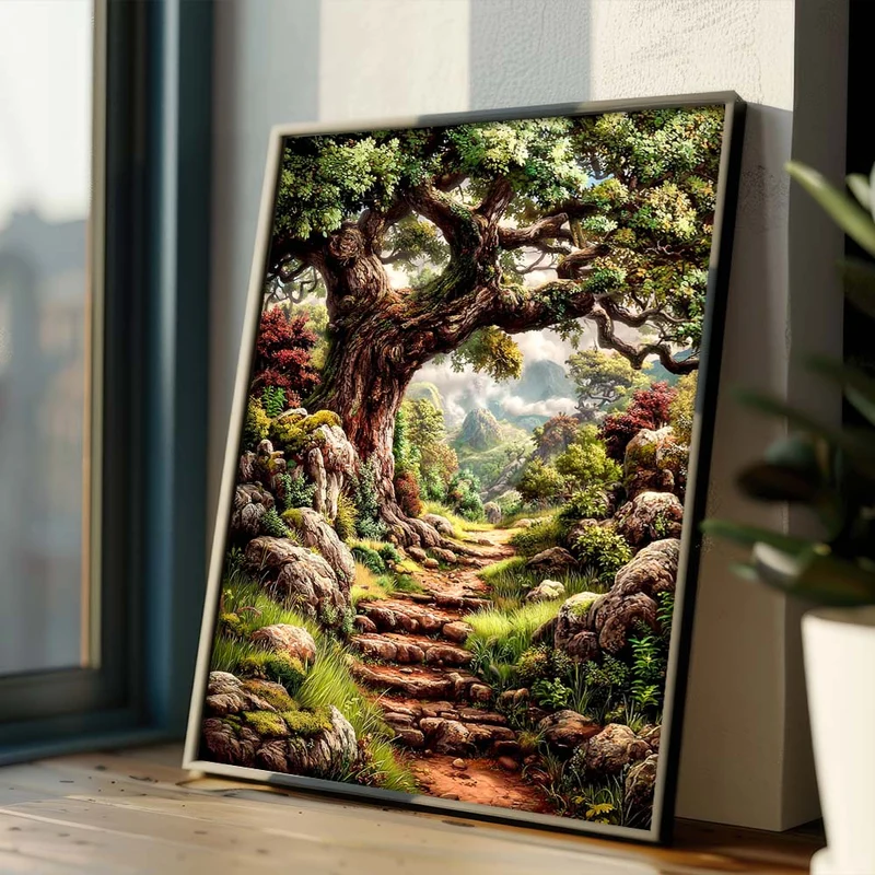 5D Diamond Painting – Pfad des alten Baums