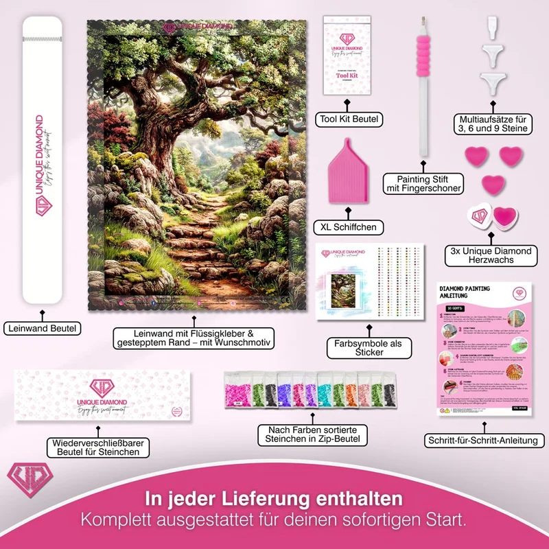 5D Diamond Painting – Pfad des alten Baums