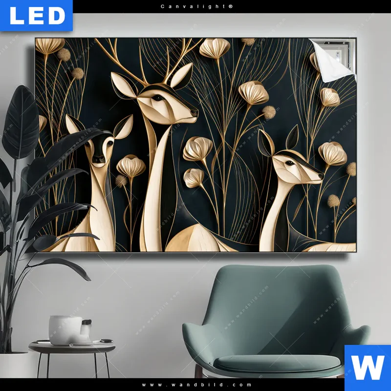 Canvalight® Leuchtbild | Rehe - Anmut des Waldes | Querformat