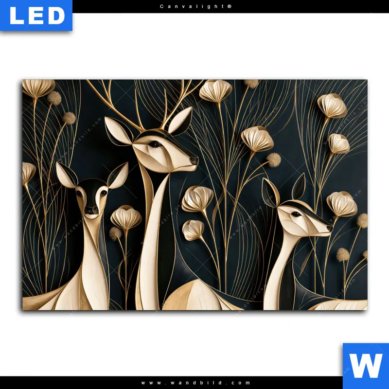 Canvalight® Leuchtbild | Rehe - Anmut des Waldes | Querformat