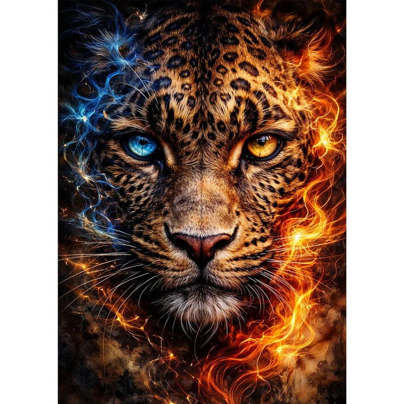 5D Diamond Painting – Fire & Ice Leopard