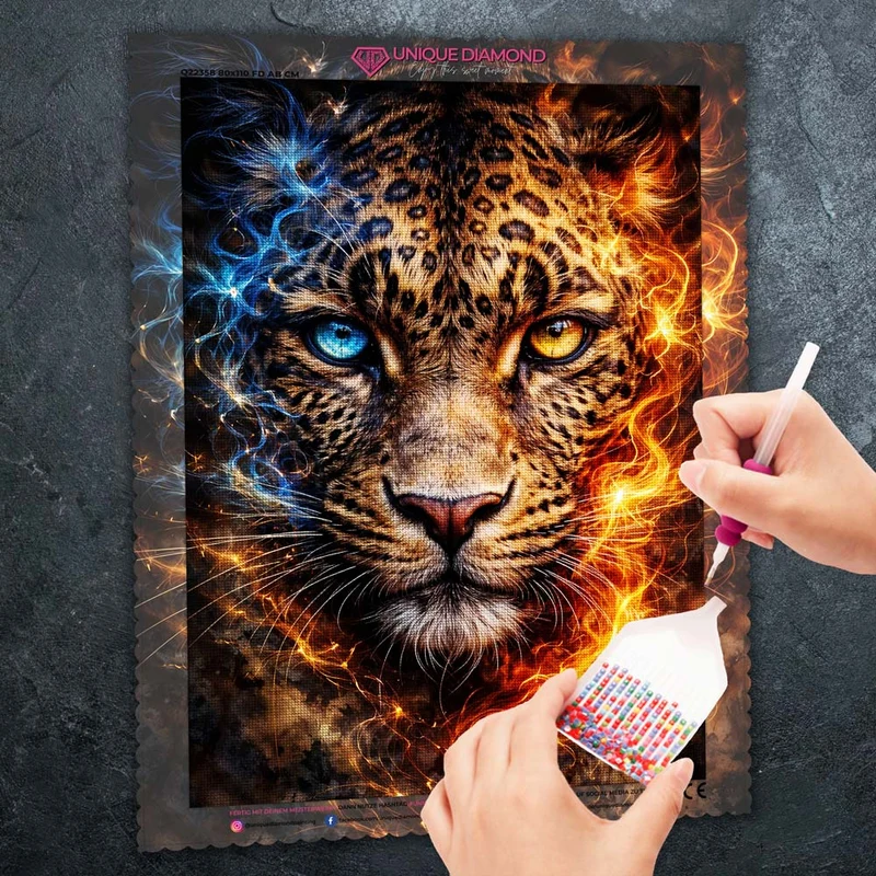 5D Diamond Painting – Fire & Ice Leopard