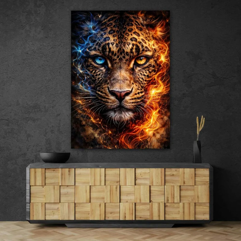 5D Diamond Painting – Fire & Ice Leopard
