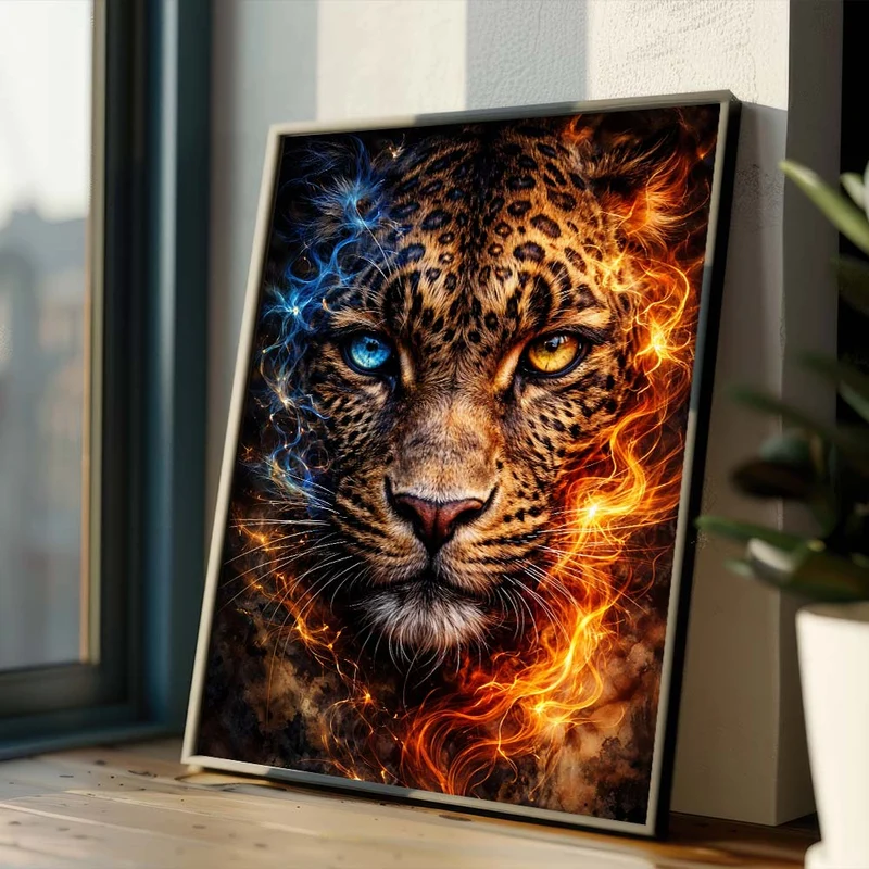 5D Diamond Painting – Fire & Ice Leopard