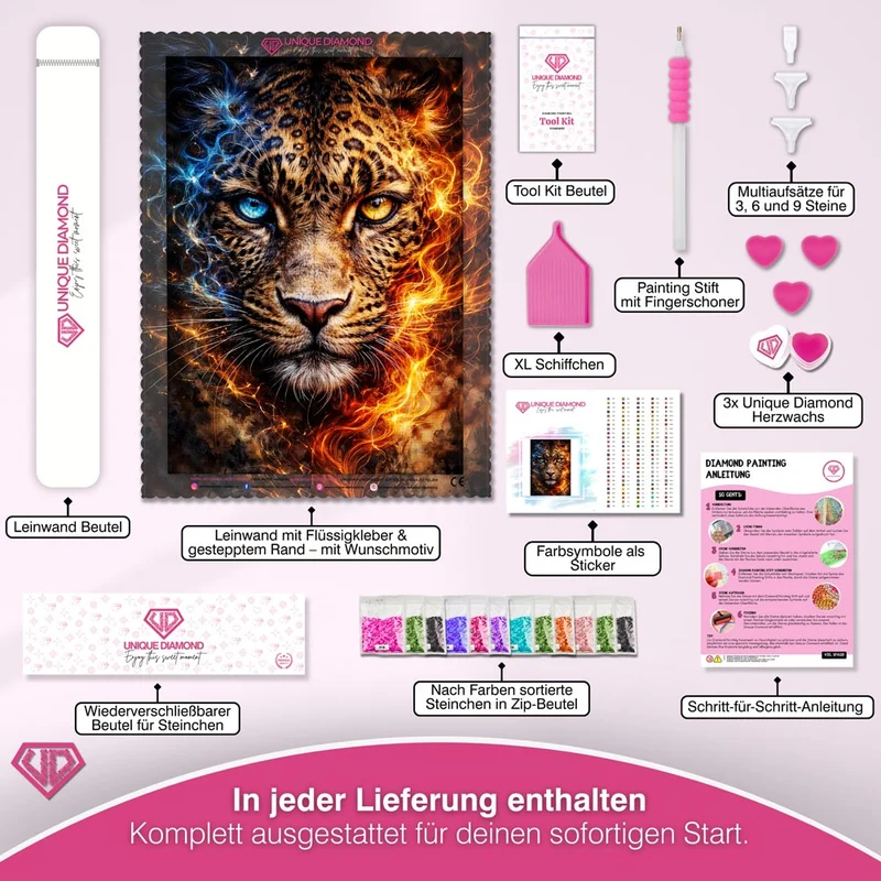 5D Diamond Painting – Fire & Ice Leopard