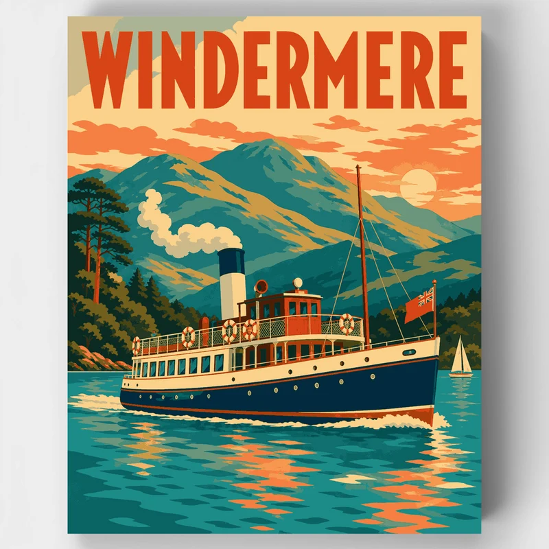 Steamer on Windermere - Paint by Numbers Kit